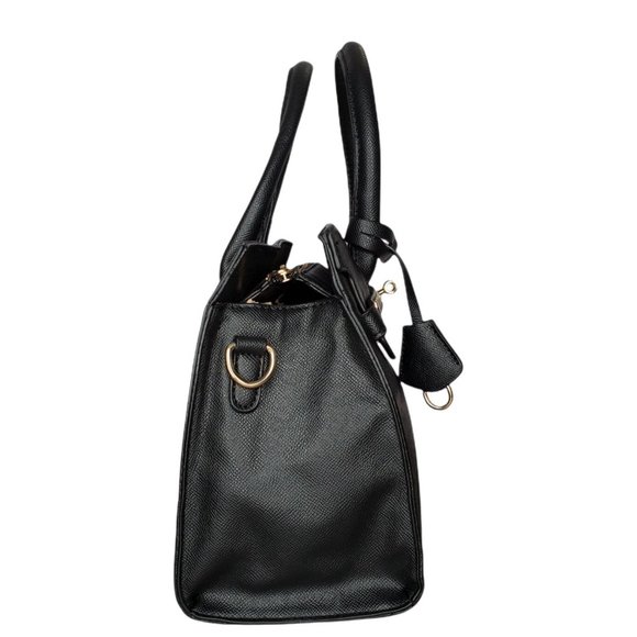 The Swift Vegan Leather Classic British-Style Black Handbag, Large. Hot Seller! - Picture 3 of 7